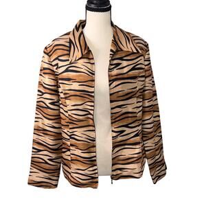 Vintage 90s Silkland 100% Silk Blazer Tiger Stripe Blazer